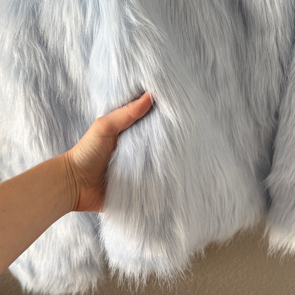Faux Fur Jacket in Light Blue - Picture 5 of 6